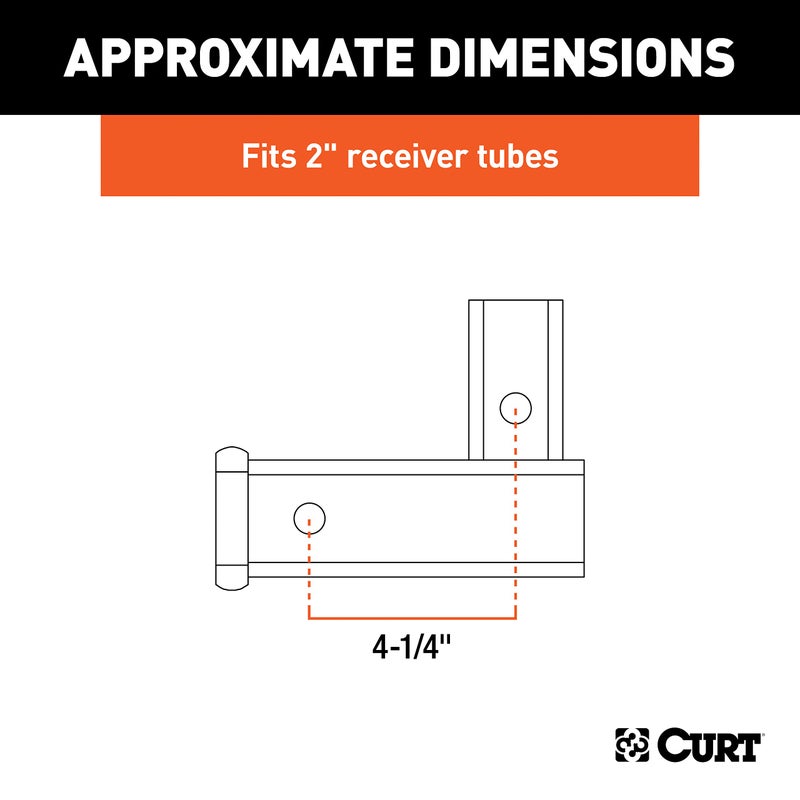 CURT 45013 Vertical Receiver Trailer Hitch Adapter, 2-Inch, 5,000 lbs, 2-7/16-In Rise - Image 3